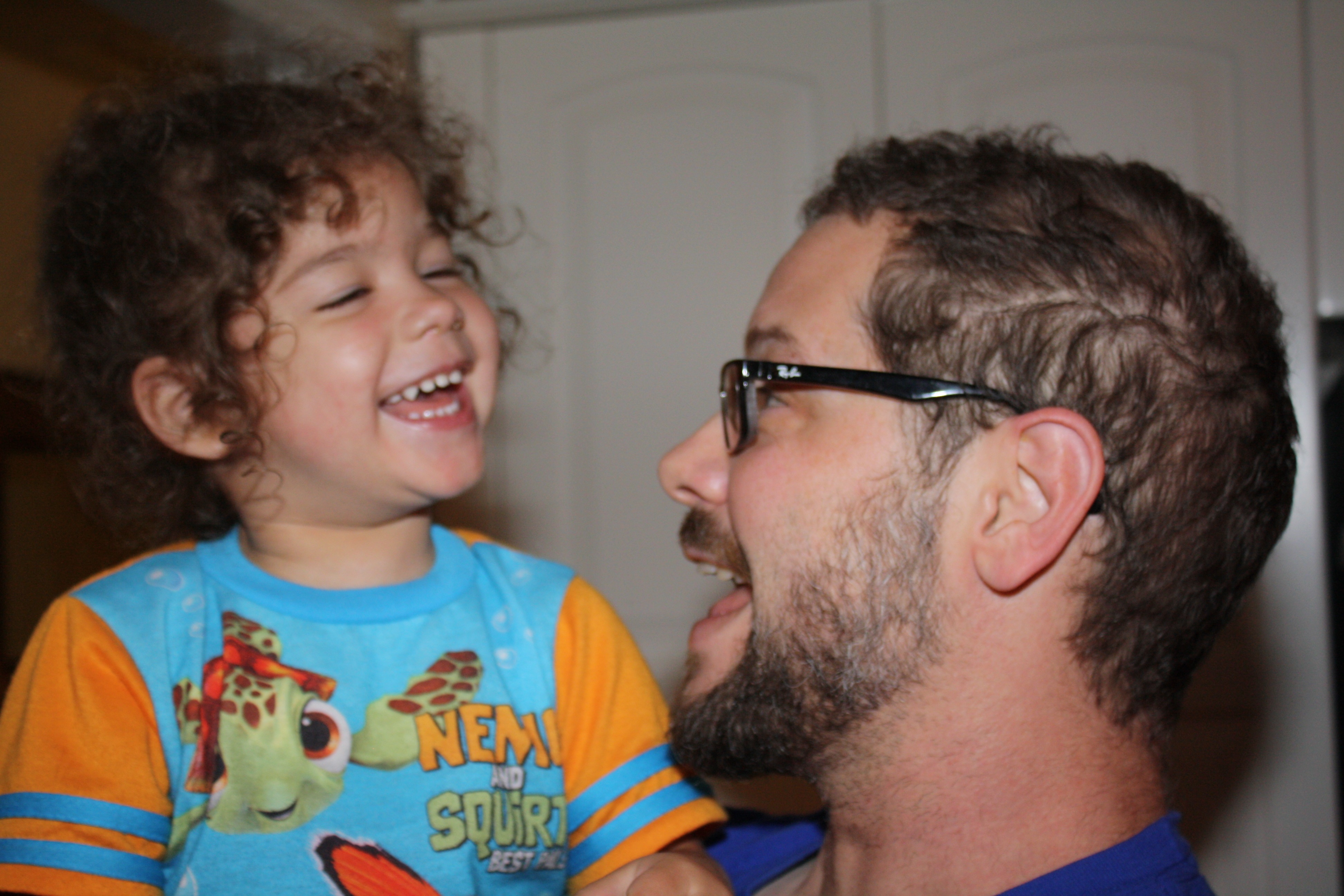 Coraline and her poppa laughing it up