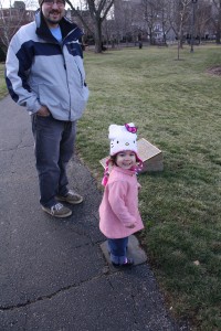 Coraline and her poppa in the park